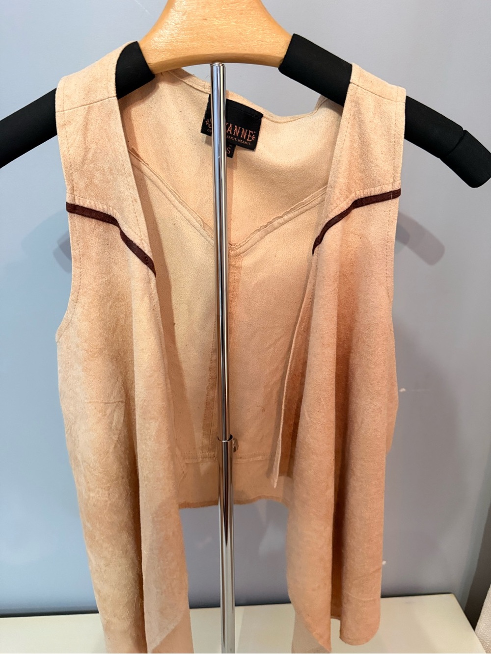Shyanne Suede Open Front Vest - Beige